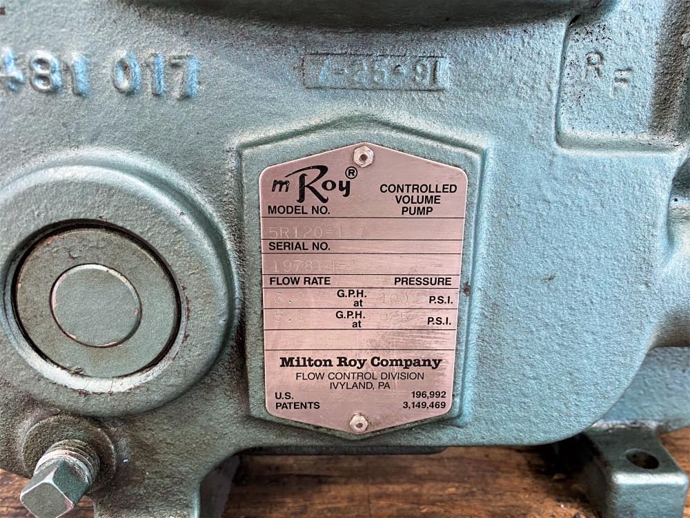 Milton Roy 6.2 GPH Controlled Volume Pump 5R120-117 w/ GE .25HP Motor 5K32GN202